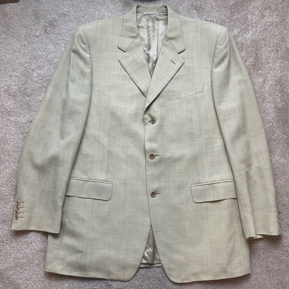 Canali Blazer Men 54 EU/46 US Wool Tan Italy Harry Rosen Sport Coat Suit FLAWS
